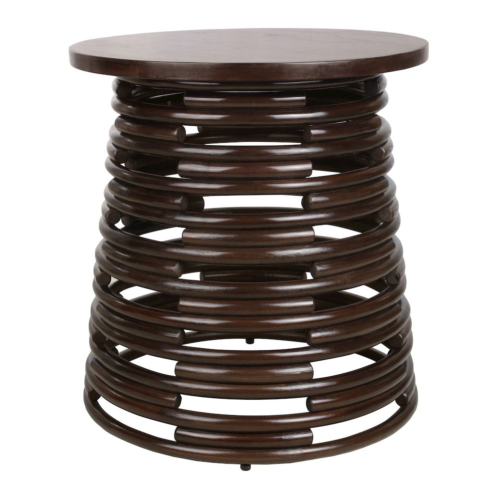 Zeke Rattan Side/End Table with Wood Top