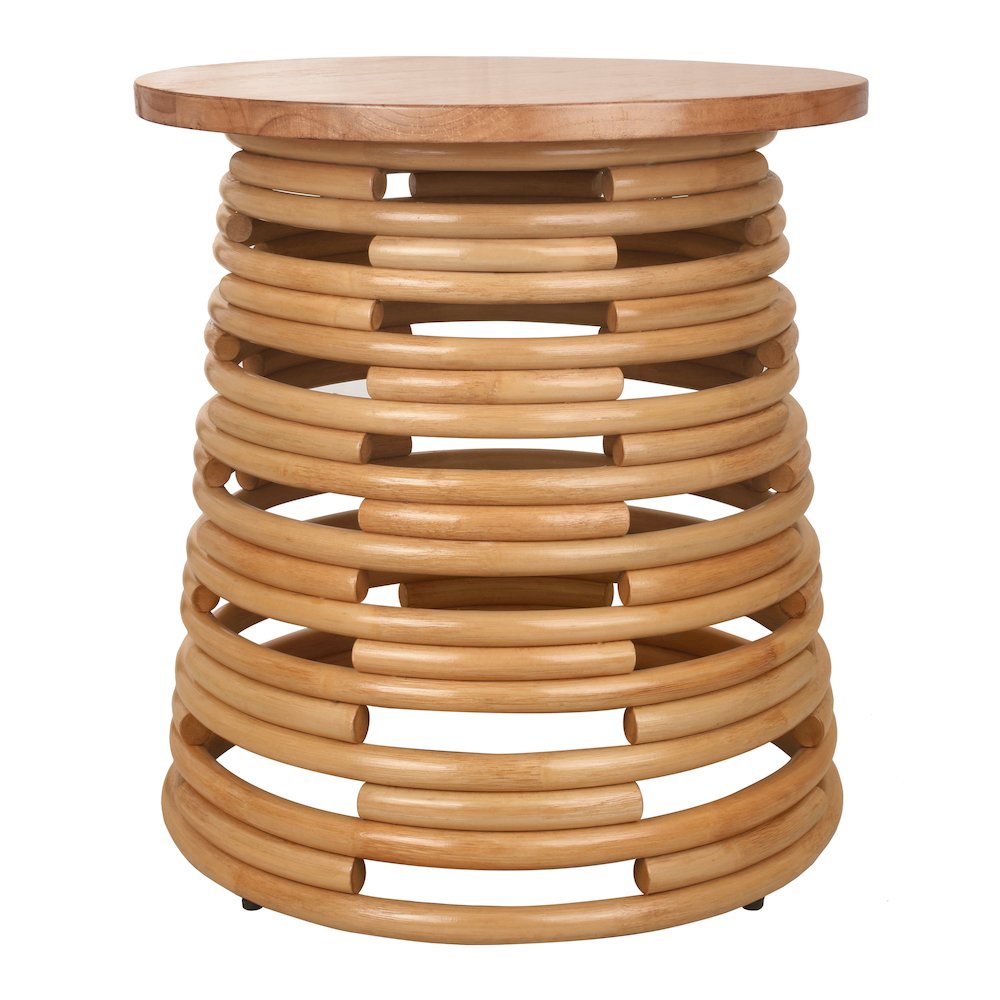 Zeke Rattan Side/End Table with Wood Top
