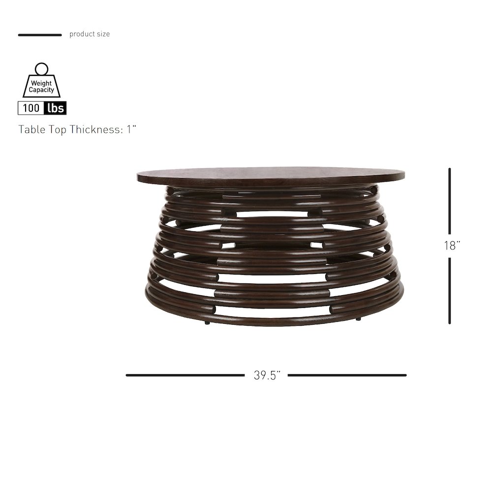 Zeke Rattan Coffee Table with Wood Top