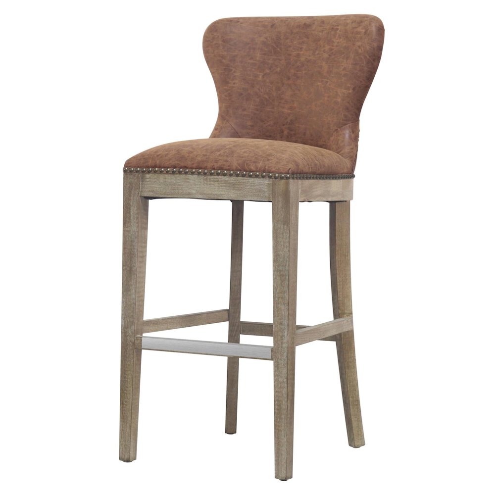 Dorsey Faux Leather Bar Stool Drift Wood Legs
