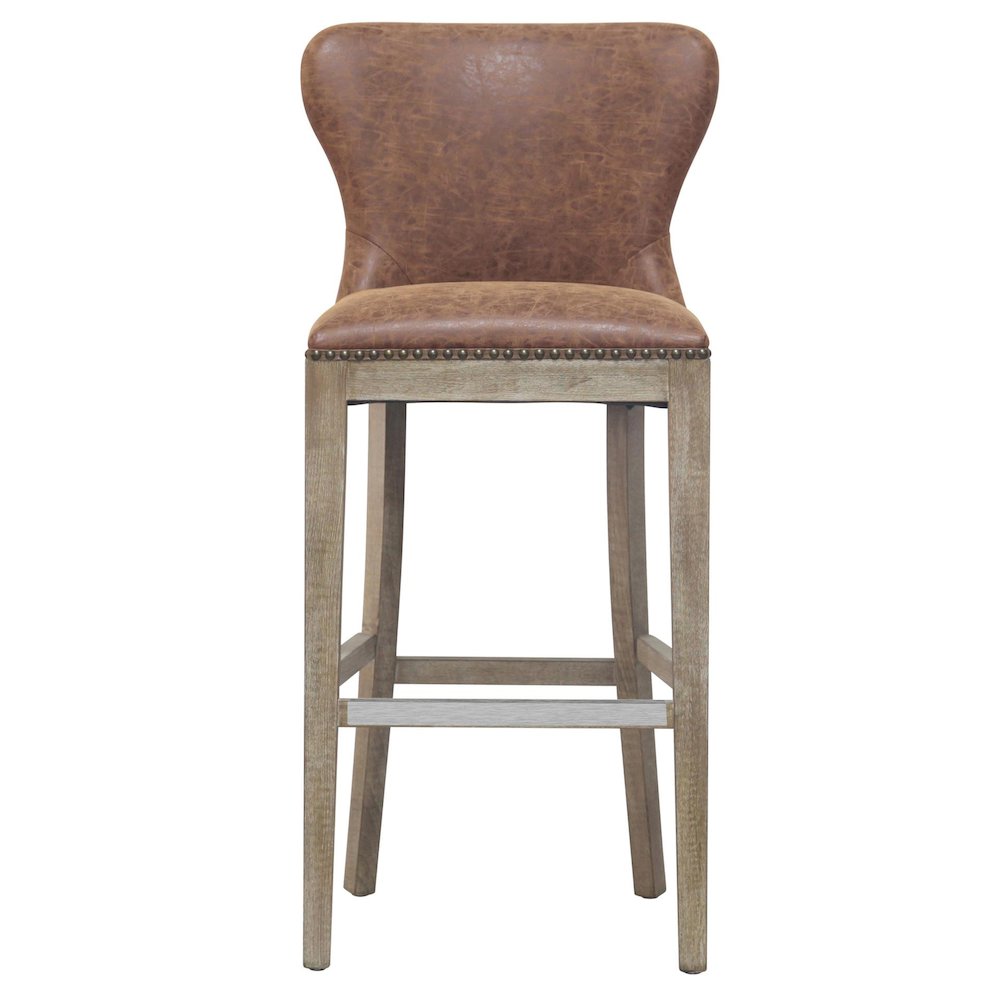 Dorsey Faux Leather Bar Stool Drift Wood Legs