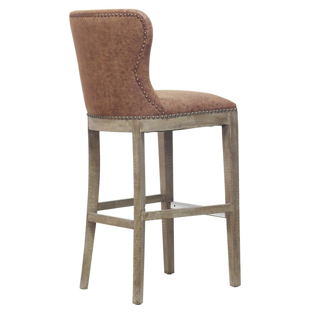 Dorsey Faux Leather Bar Stool Drift Wood Legs