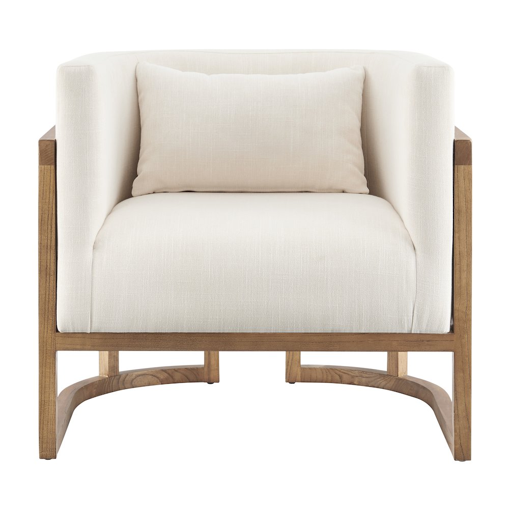 Velma Linen Accent Arm Chair w/ Rattan