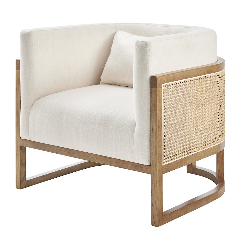Velma Linen Accent Arm Chair w/ Rattan