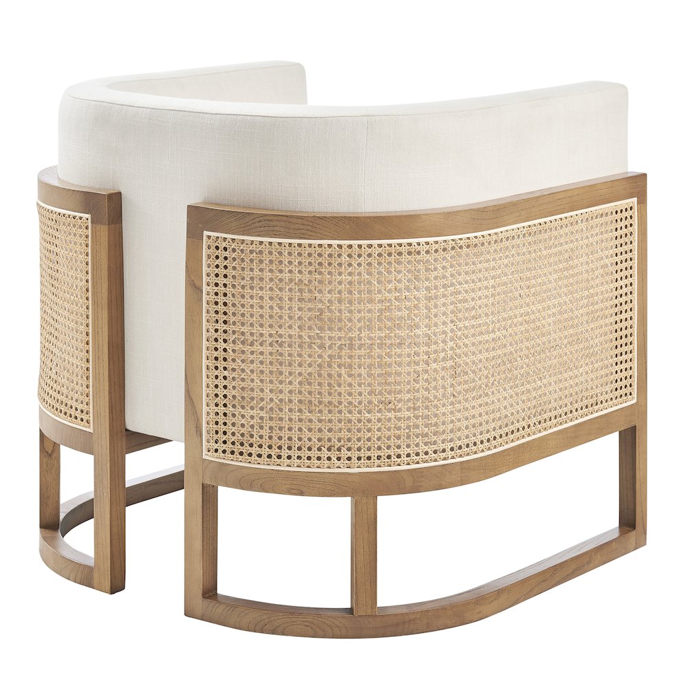 Velma Linen Accent Arm Chair w/ Rattan