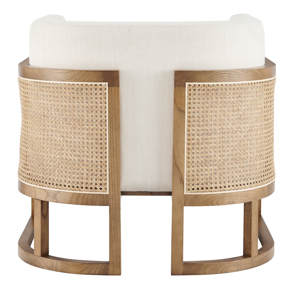 Velma Linen Accent Arm Chair w/ Rattan
