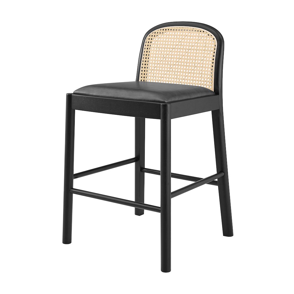 Donna Faux Leather Rattan Counter Stool