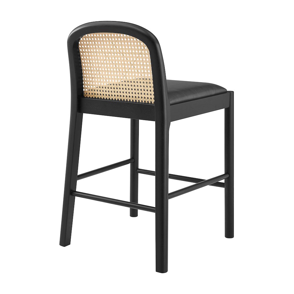 Donna Faux Leather Rattan Counter Stool