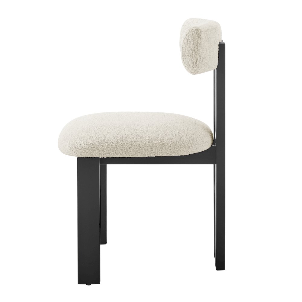 Hailey Boucle Dining Side Chair Black Frame