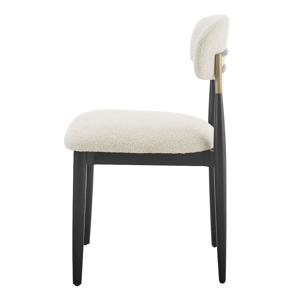 Verna Boucle Dining Side Chair Black Frame