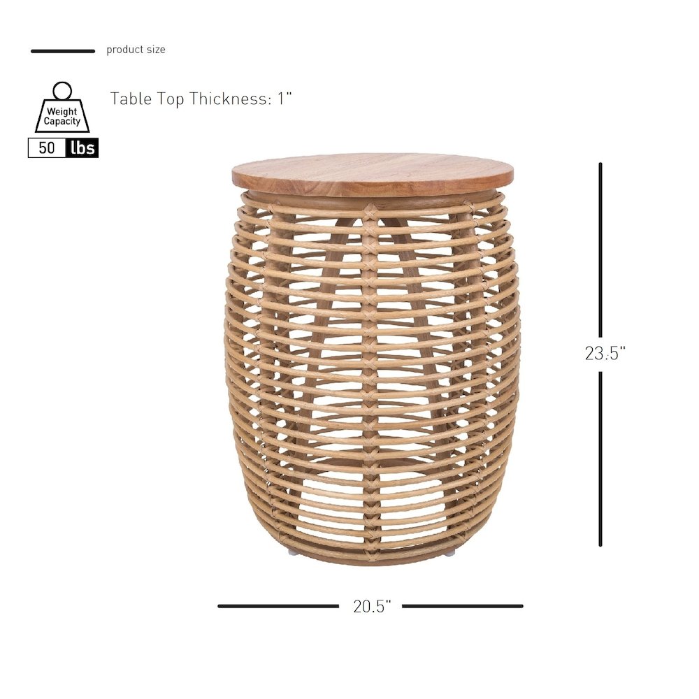 Iris Round Rattan End Table