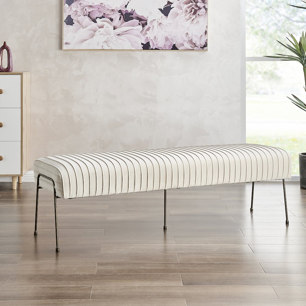 Merritt Velvet Pleated Bench