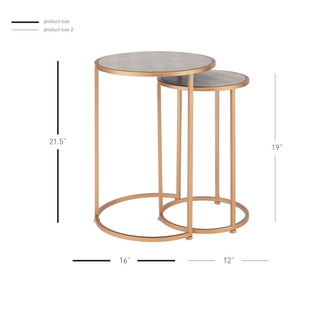 Anza Set of 2 Round Faux Shagreen Nesting End Table