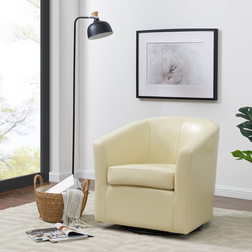 Hayden Bonded Leather Swivel Accent Arm Chair
