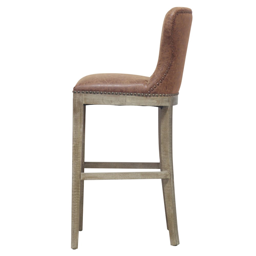 Dorsey Faux Leather Bar Stool Drift Wood Legs