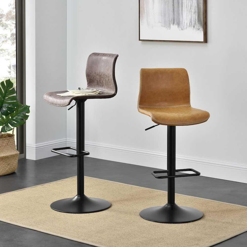 Jayden Faux Leather Low Back Gaslift Bar Stool