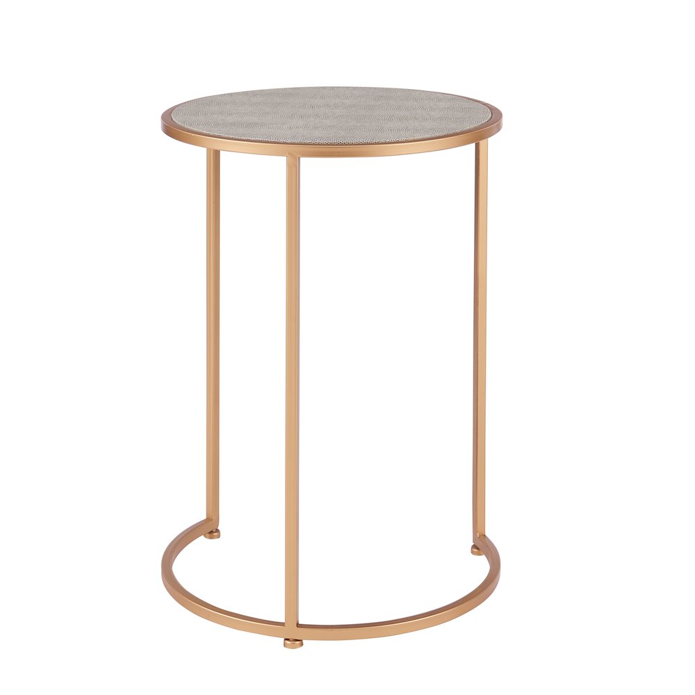 Anza Set of 2 Round Faux Shagreen Nesting End Table