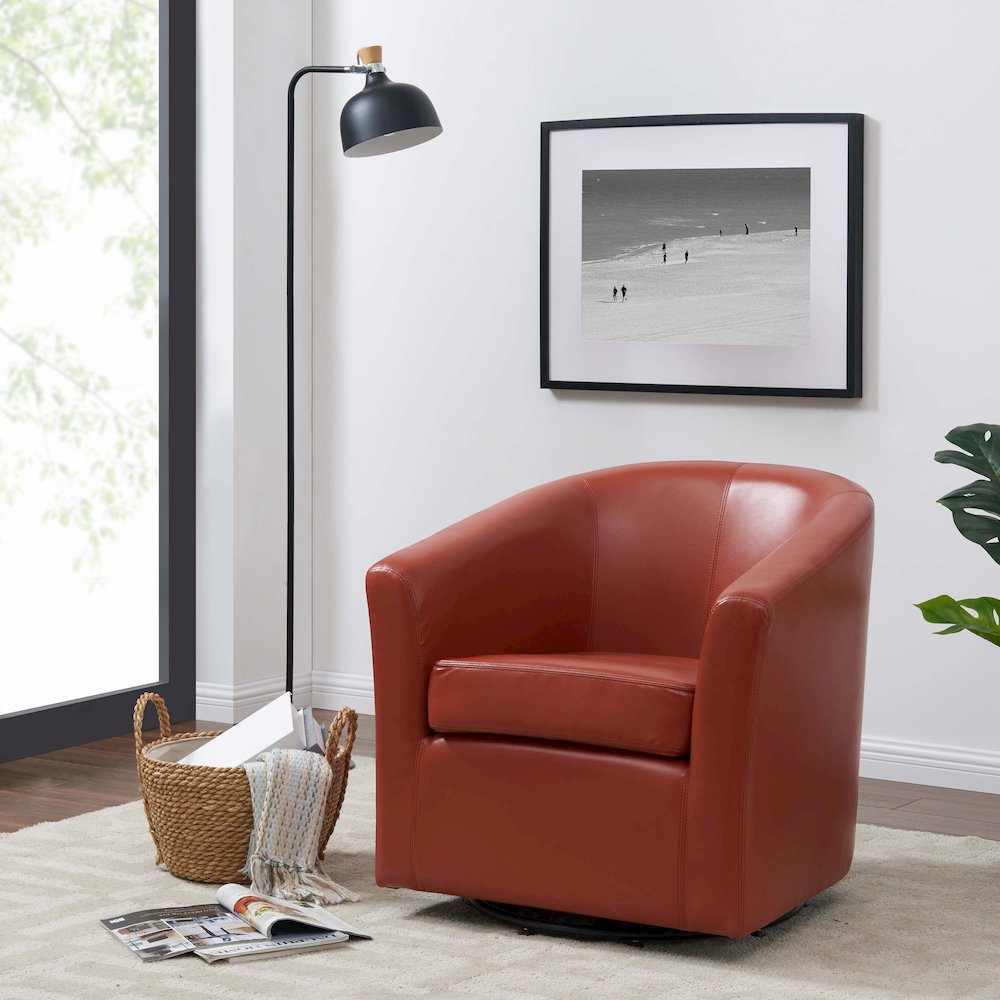 Hayden Bonded Leather Swivel Accent Arm Chair