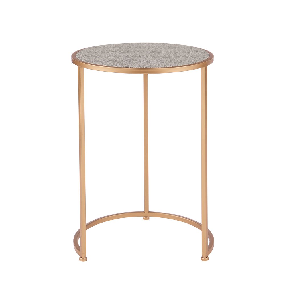 Anza Set of 2 Round Faux Shagreen Nesting End Table