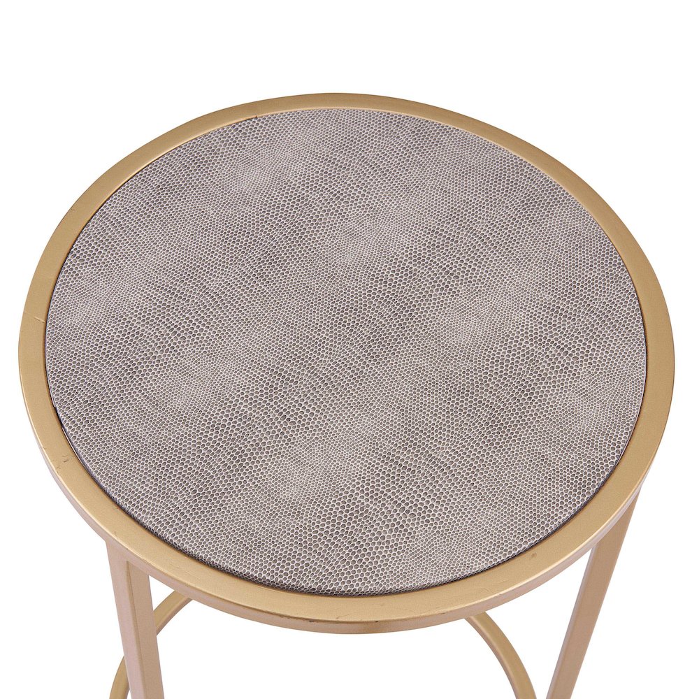 Anza Set of 2 Round Faux Shagreen Nesting End Table