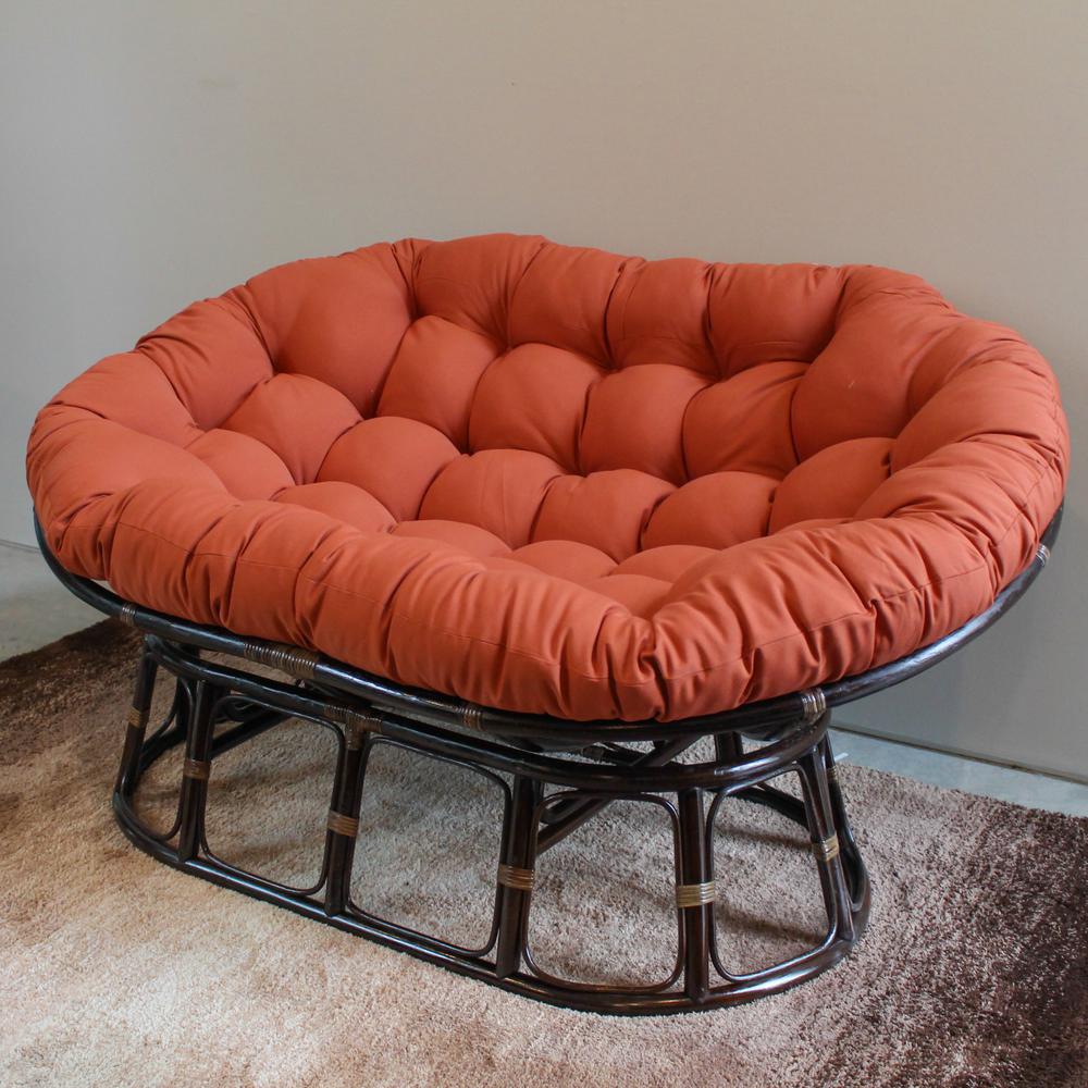 Rattan Double Papasan  Chair with Twill Cushion