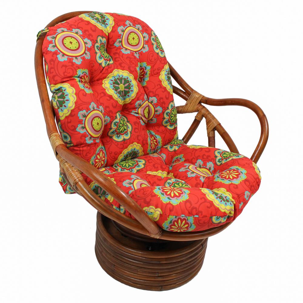 Rattan Swivel Rocker with Outdoor Fabric Cushion