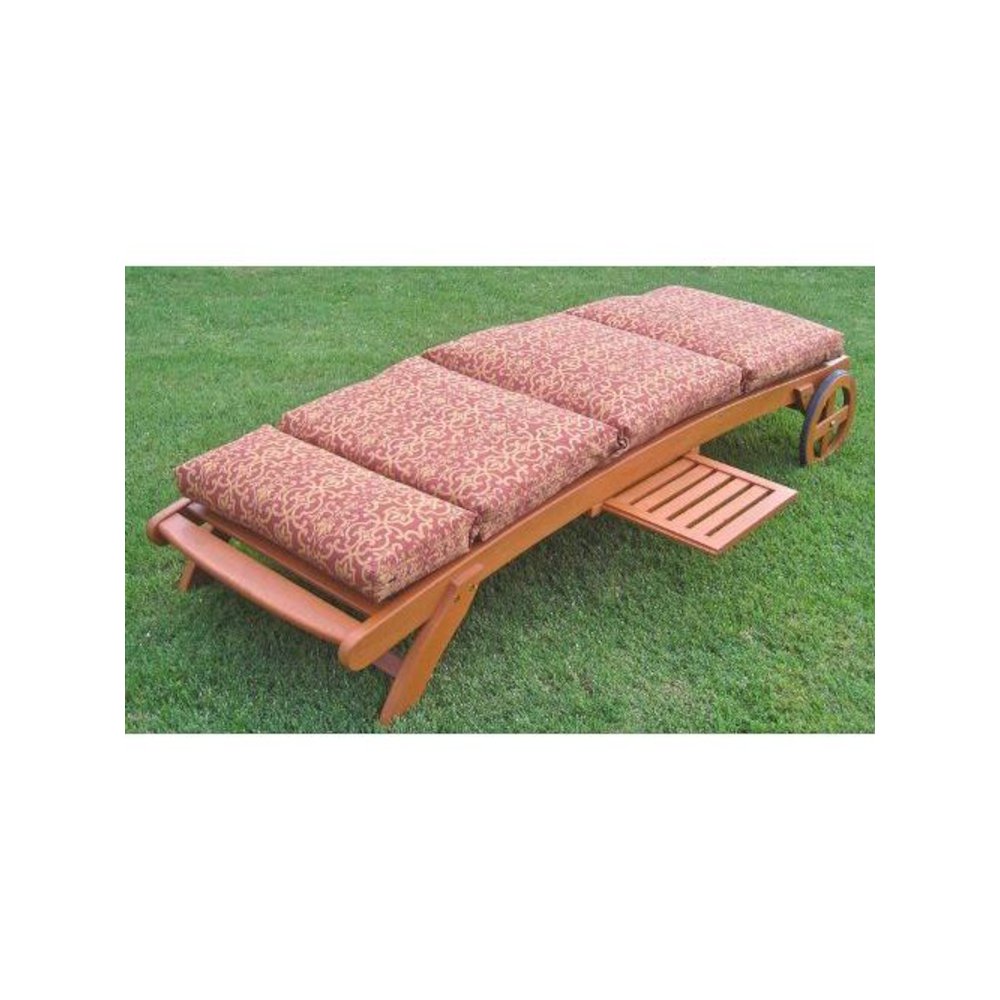 Royal Tahiti Outdoor Wood Chaise Lounge with Wheels