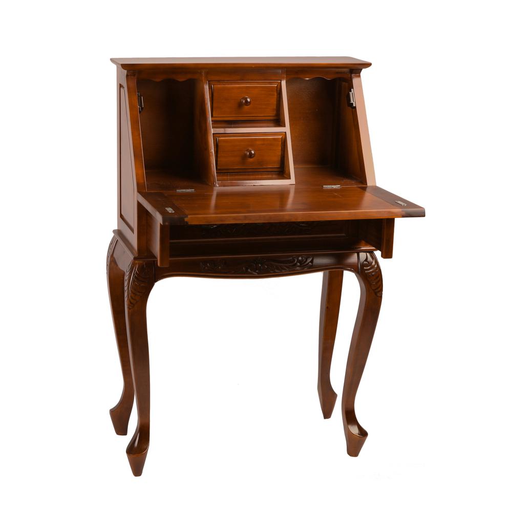 Small Carved Secretary Desk with Fold Out Front