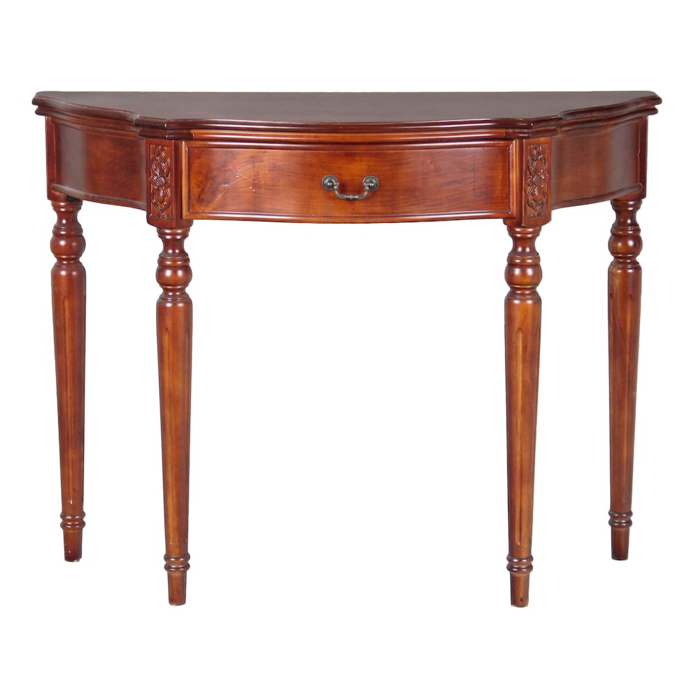 Carved Wood Half Moon Table