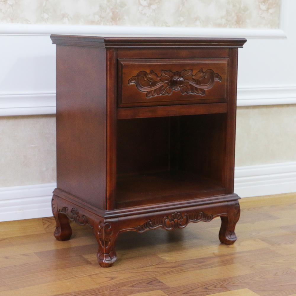 Windsor Hand Carved Wood 1-drawer Table
