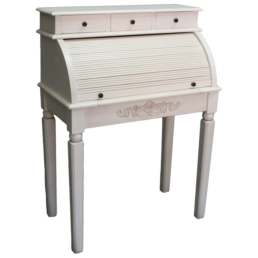 Carved Wood Roll Top Desk