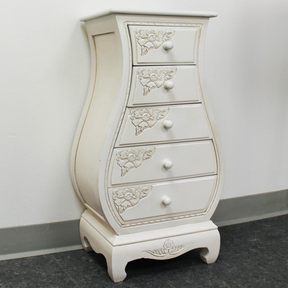 Carved Wood Five Drawer Bombay What Not