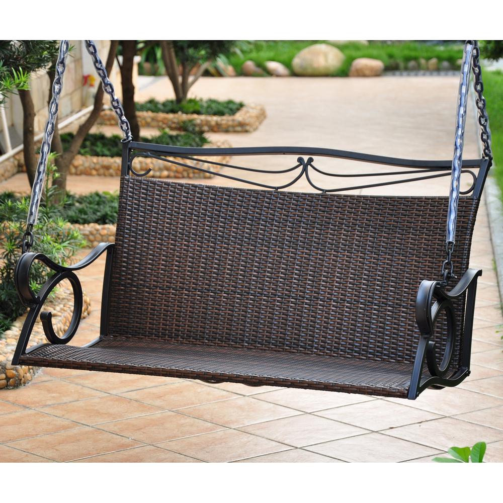 Valencia Resin Wicker/Steel Loveseat Swing – Chocolate