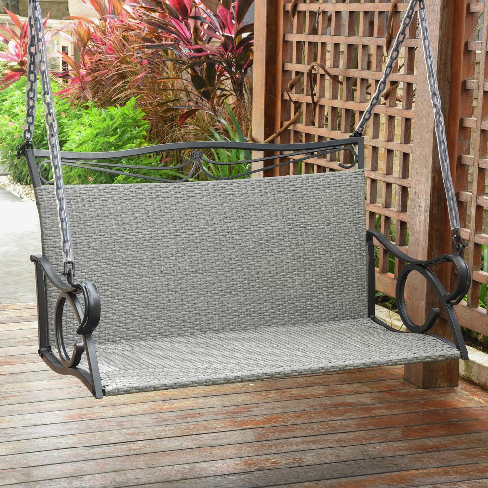 Valencia Resin Wicker/ Steel Hanging Loveseat Swing