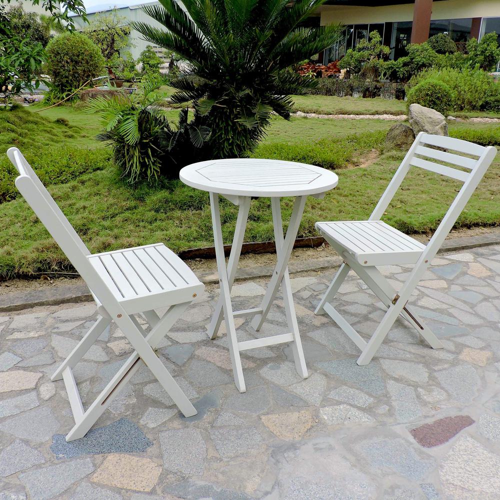 Set of 3 Acacia Folding Bistro Set