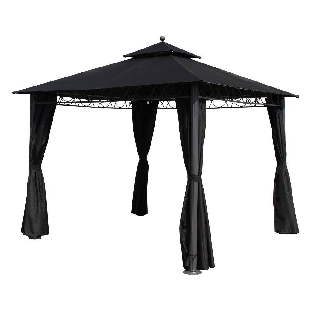 St. Kitts 10-foot Aluminum/ Polyester Double-vented and Drapes Square Gazebo