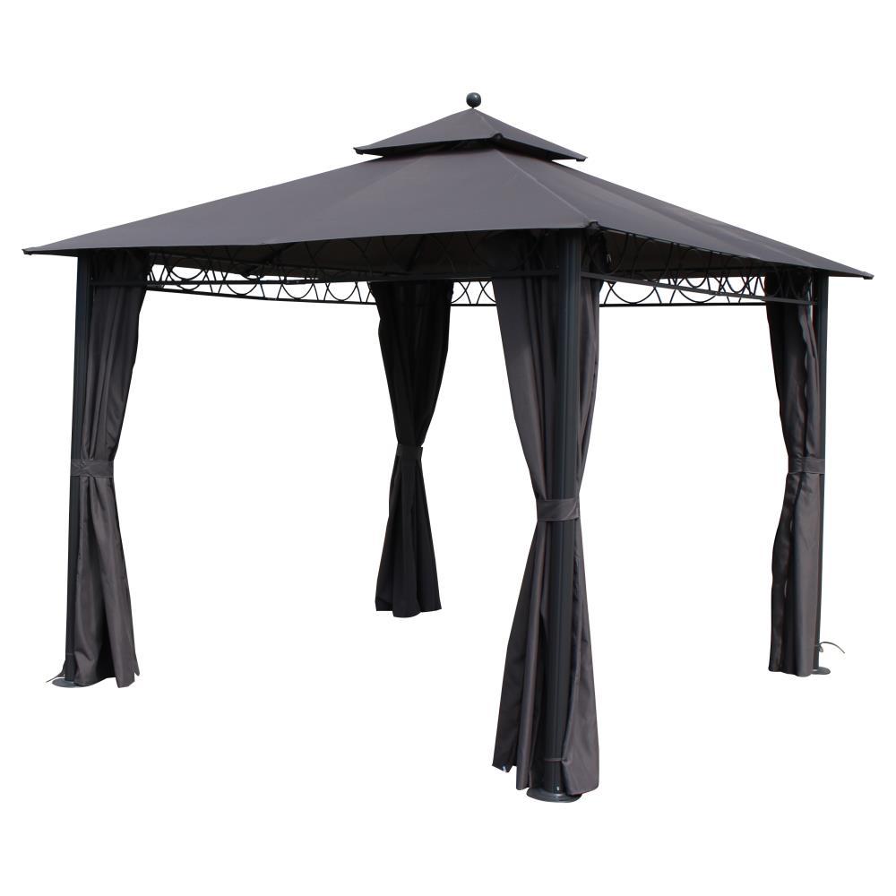 St. Kitts 10-foot Aluminum/ Polyester Double-vented and Drapes Square Gazebo
