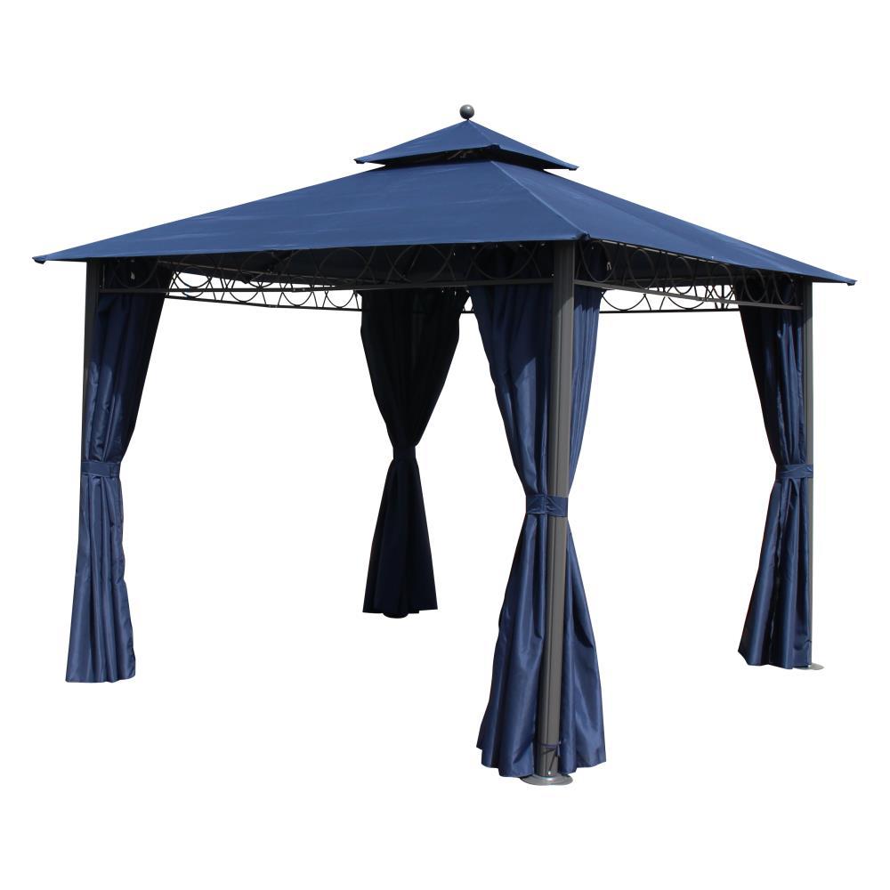 St. Kitts 10-foot Aluminum/ Polyester Double-vented and Drapes Square Gazebo