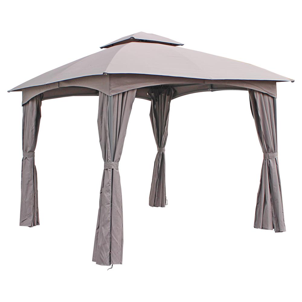 ST. Kitts 10-Foot Steel Dome-top Gazebo with Curtains