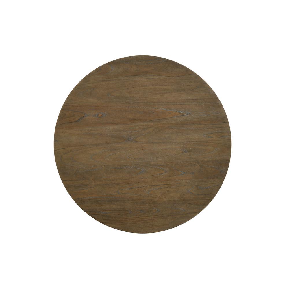 Havanna Vintage Walnut 5 Piece 47″ Wide Contemporary Round Dining Table Set with Off White Fabric Chairs