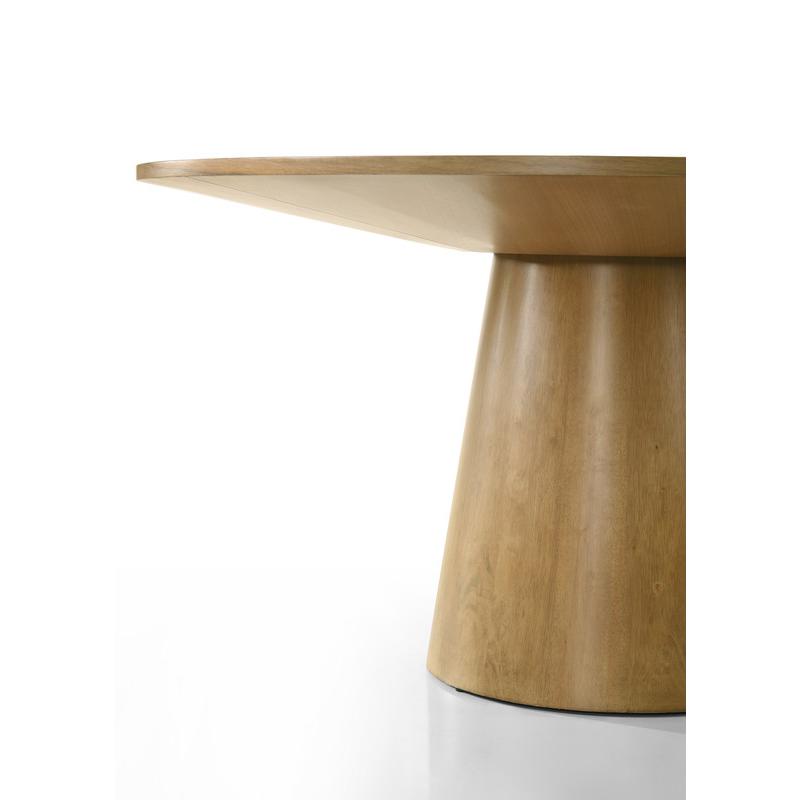 5 Piece Contemporary Round Dining Table Set and Beige Fabric Chairs