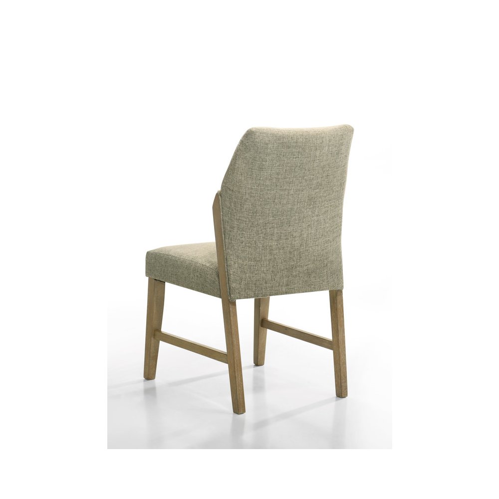 Eden Set of 2 Beige Linen Dining Chair with Rustic Oak Finish Legs