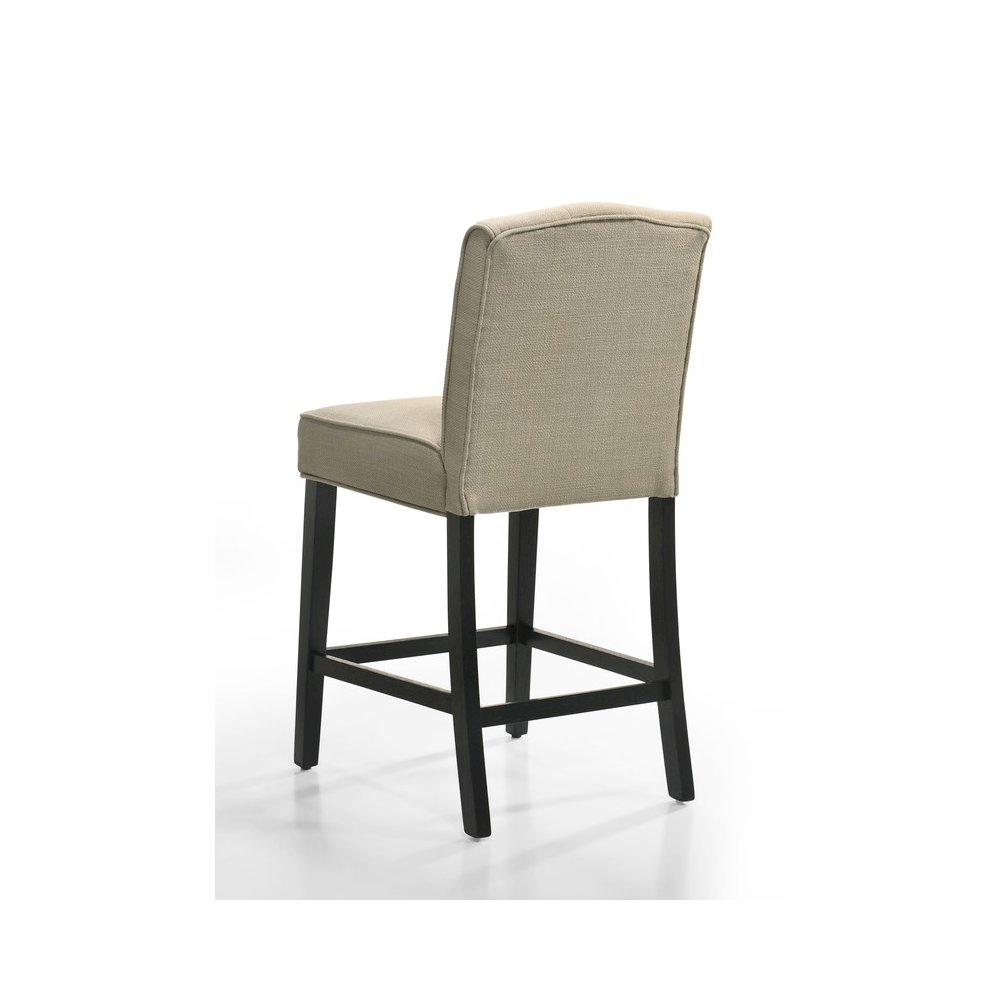 Jasper Set of 2 Beige Fabric Counter Height Chairs with Black Finish Legs