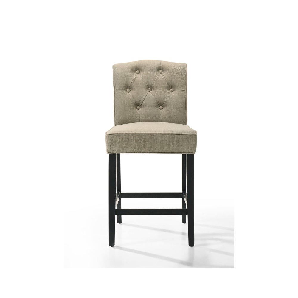 Jasper Set of 2 Beige Fabric Counter Height Chairs with Black Finish Legs