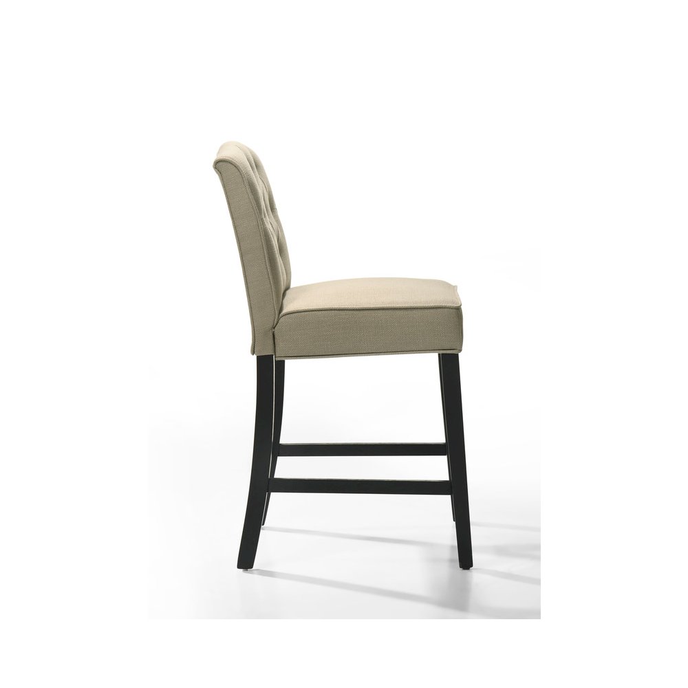 Jasper Set of 2 Beige Fabric Counter Height Chairs with Black Finish Legs