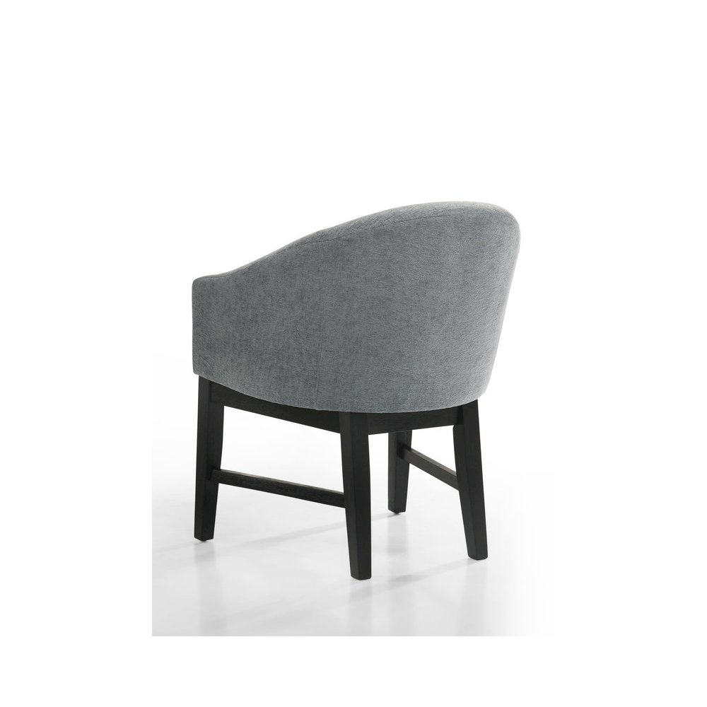 Haven Set of 2 Gray Fabric Barrel Dining Chair with Black Finish Legs