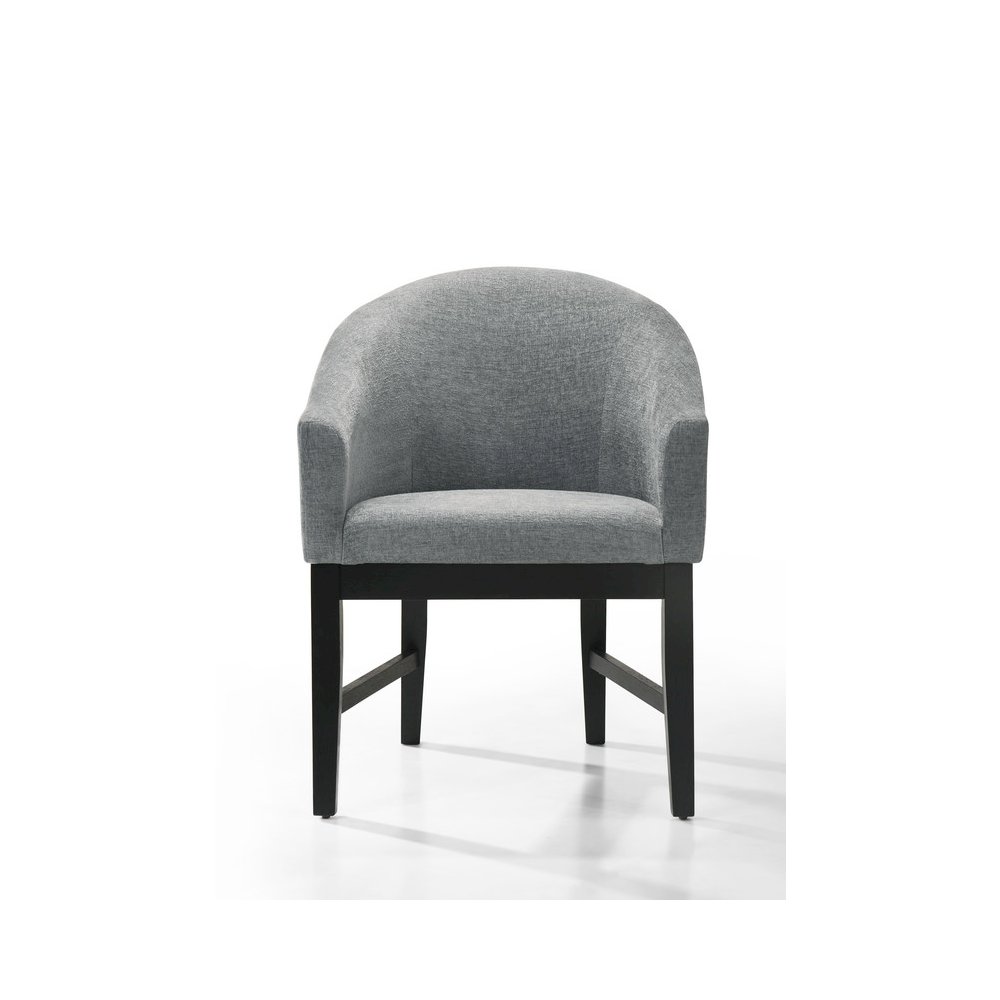 Haven Set of 2 Gray Fabric Barrel Dining Chair with Black Finish Legs