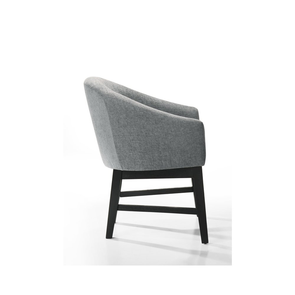 Haven Set of 2 Gray Fabric Barrel Dining Chair with Black Finish Legs