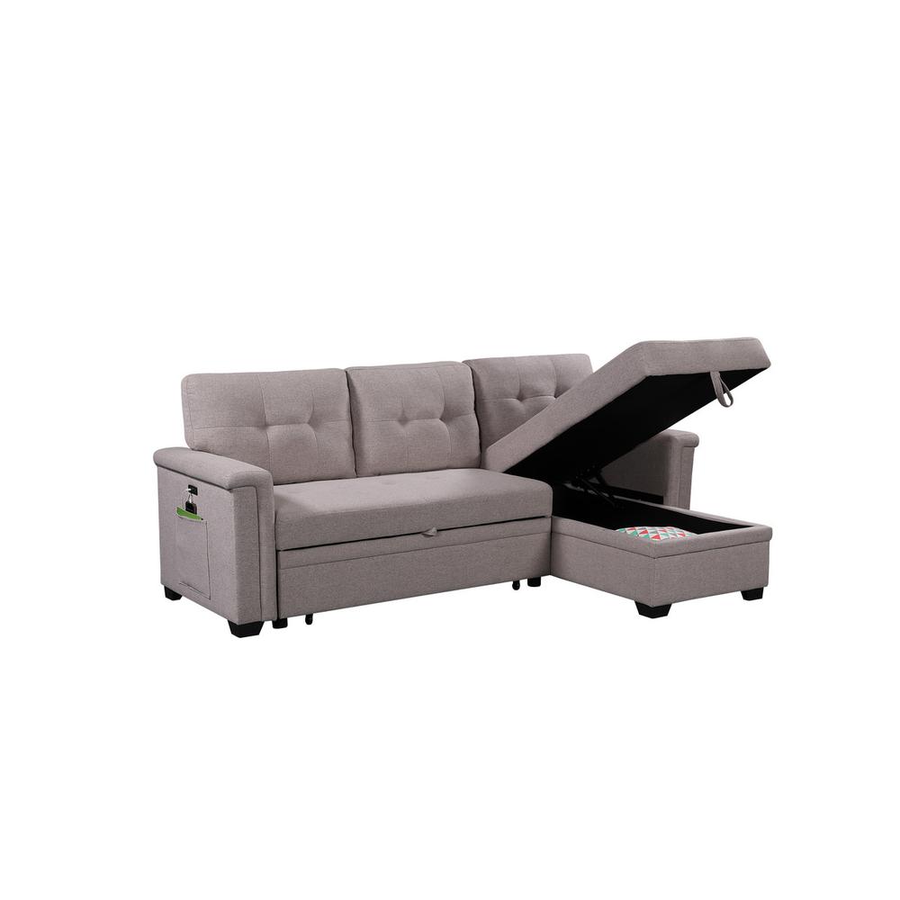 Ashlyn Light Gray Reversible Sleeper Sectional Sofa with Storage Chaise
