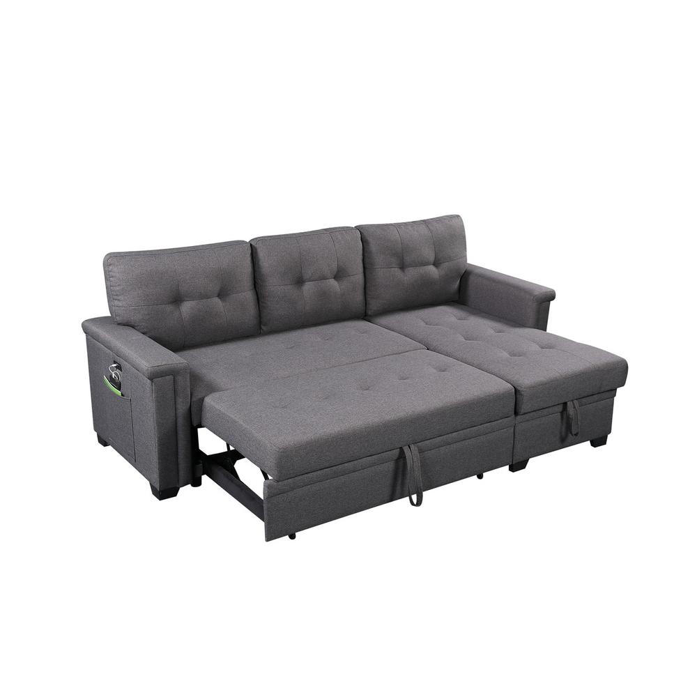 Ashlyn Dark Gray Reversible Sleeper Sectional Sofa with Storage Chaise